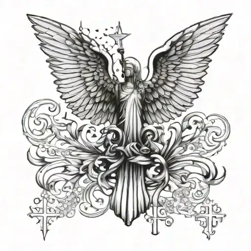 American patriotism/Christian symbolism. detailed. with a verse from the Bible  tattoo design idea