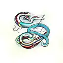 Snake, blood, sword, note, Cross  tattoo design idea