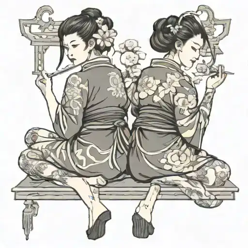gemini sisters facing tattoo design idea