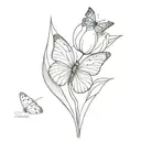 Forearm tulip and butterfly  tattoo design idea