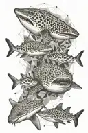 leopard shark and geometry and space  tattoo design idea