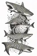 leopard shark and geometry and space  tattoo design idea