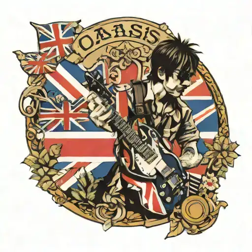 OASIS band with union jack  tattoo design idea