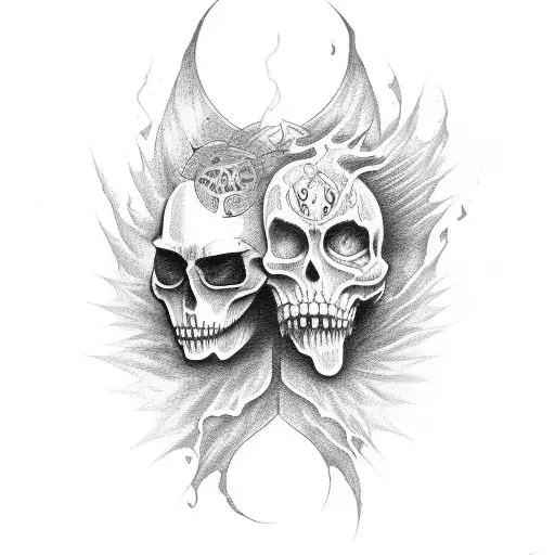 good and evil scary tattoo  tattoo design idea