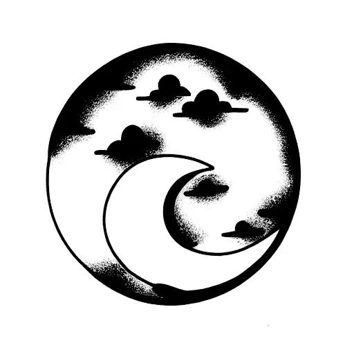 moon spinning off into outer space tattoo design idea