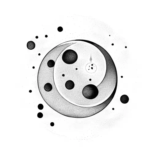 moon spinning off into outer space tattoo design idea