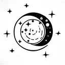 moon spinning off into outer space tattoo design idea