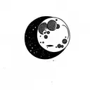 moon spinning off into outer space tattoo design idea