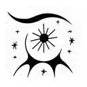 moon spinning off into outer space tattoo design idea
