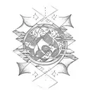 moon spinning off into outer space tattoo design idea