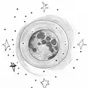 moon spinning off into outer space tattoo design idea