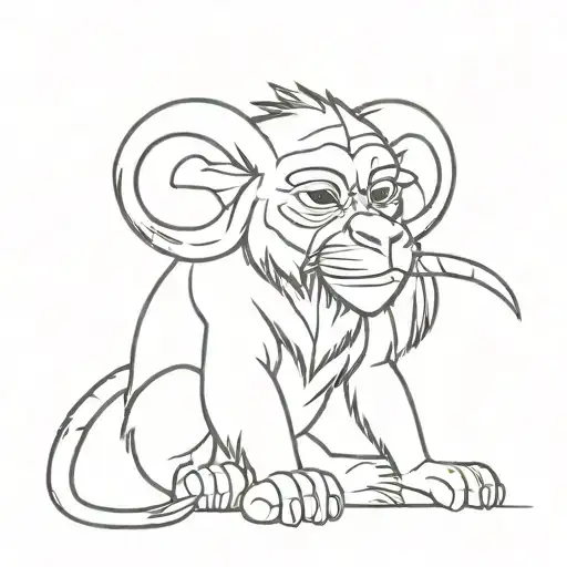 ruthless for v line drawing Rafiki made tattoo design idea