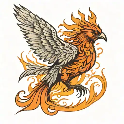 firebird, taking flight, coming out of the flames tattoo design idea
