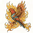 firebird, taking flight, coming out of the flames tattoo design idea