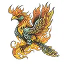 firebird, taking flight, coming out of the flames tattoo design idea