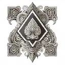 ace card deck surrounded by polynesia arm shoulder tattoo design idea