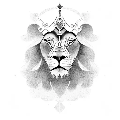 A lion wearing a gladiator helmet tattoo design idea