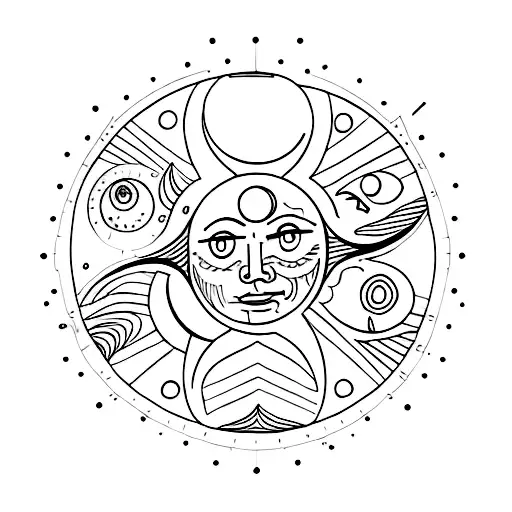 Sun and Moon tattoo design idea