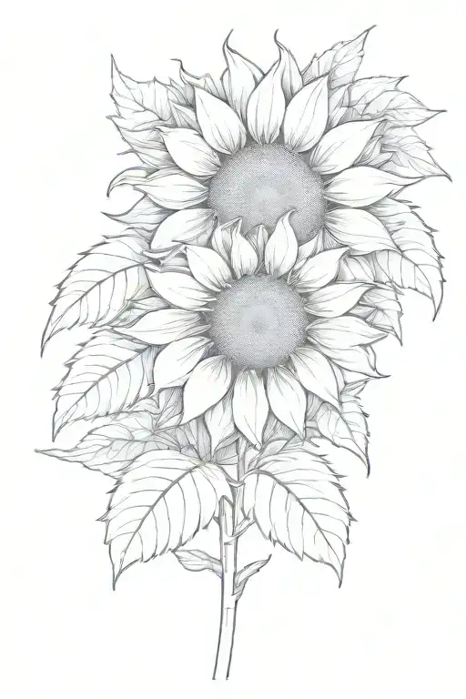 one sunflower facing towards the sun tattoo design idea