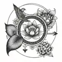 Lotus moon birds infinity line arrow  tattoo design idea