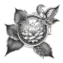 Lotus moon birds infinity line arrow  tattoo design idea