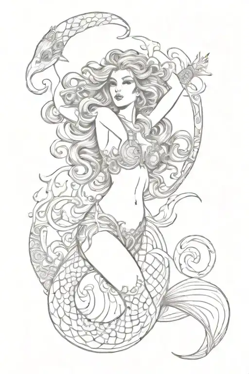 siren mermaid tattoo design idea