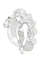 mermaid with leopard print tattoo design idea