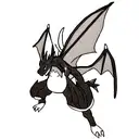 Black and white charizard tattoo design idea