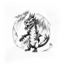 Black and white charizard tattoo design idea