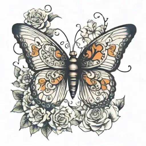 butterfly with 1111 numbers tattoo design idea