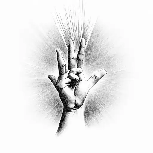 hand reaching up to God's hand, the light from God's hand cleans the first hand's darkness tattoo design idea