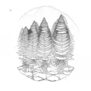 Ocean mountains trees tattoo design idea