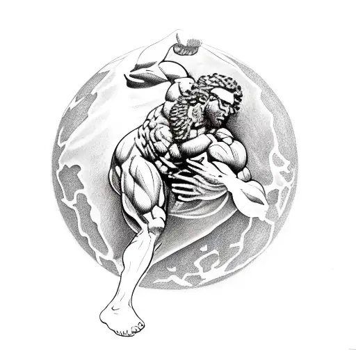 muscle  Greek mythology atlas holding the world tattoo design idea