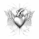 Heart with open wings tattoo design idea