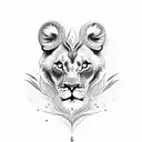 Baby Lion with dragon tattoo design idea