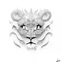 Baby Lion with dragon tattoo design idea