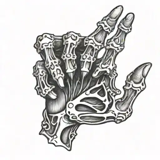 skeleton hand asl i love you tattoo design idea