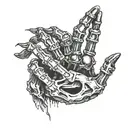 skeleton hand asl i love you tattoo design idea