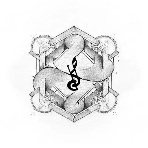 tattoo around the traps with musical note symbol and dumbbell symbol tattoo design idea