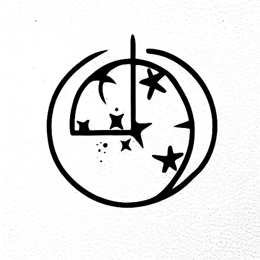 moon and star tattoo design idea