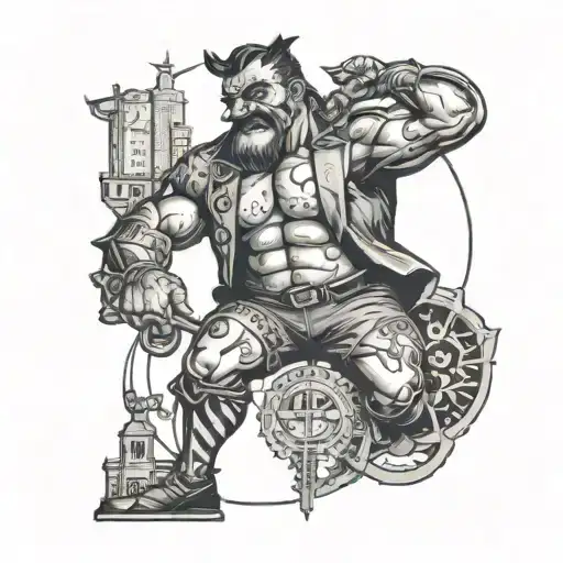 Strongman accountant fooling people with a hidden ledger tattoo tattoo design idea
