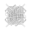 Pipes That Create A Maze With A white circle in the middle tattoo design idea