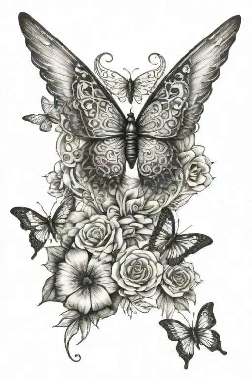 Mandela back piece with butter fly tattoo design idea