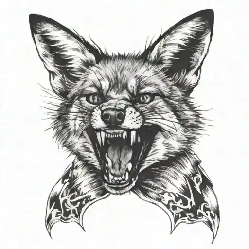 laughing fox face evil tattoo design idea