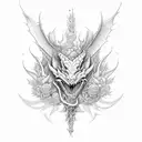 DRAGON SMOKING A JOINT SURROUNDED BY CANNABIS FLOWERS tattoo design idea