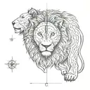 lion compass tattoo design idea