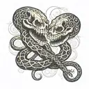 two headed skeleton snake wrapping itself tattoo design idea