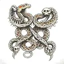 two headed skeleton snake wrapping itself tattoo design idea