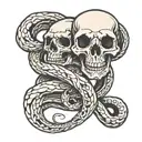 two headed skeleton snake wrapping itself tattoo design idea