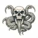 two headed snake skeleton wrapping  tattoo design idea